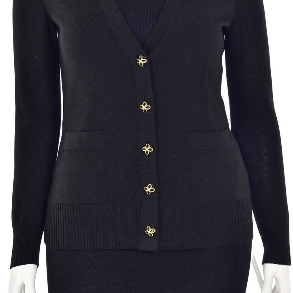 ST. JOHN CAVIAR - Like new Black Knit Sweater Cardigan Luxury-Medium - Picture 3 of 13